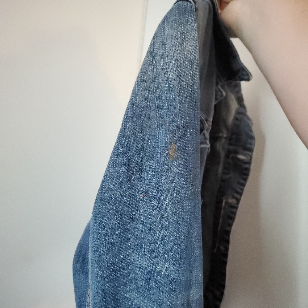 Hudson Distressed Denim Trucker Jacket L - Picture 5 of 7